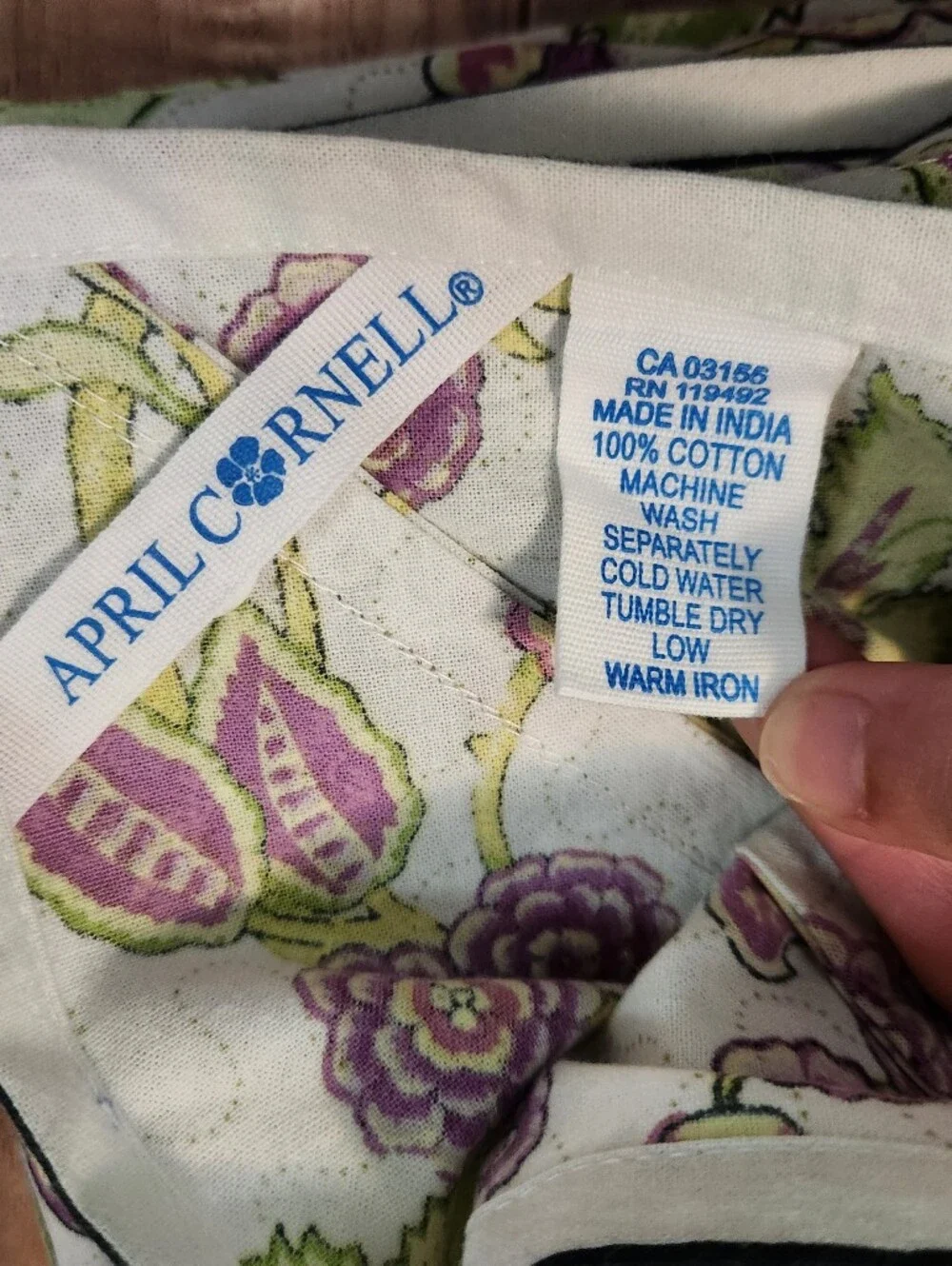 April Cornell Long Table Floral Purple Green Cotton Tablecloth Cover Cottagecore